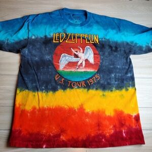 Repop Led Zeppelin 1975 Tour Shirt Tie Dye sz XL Icarus Swan Song